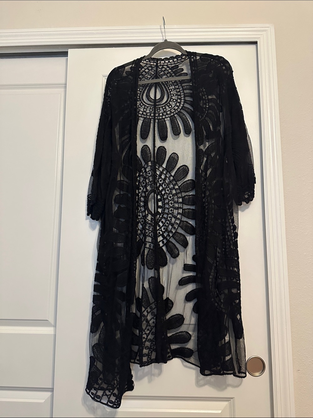 Sheer Black Floral beach cover up
